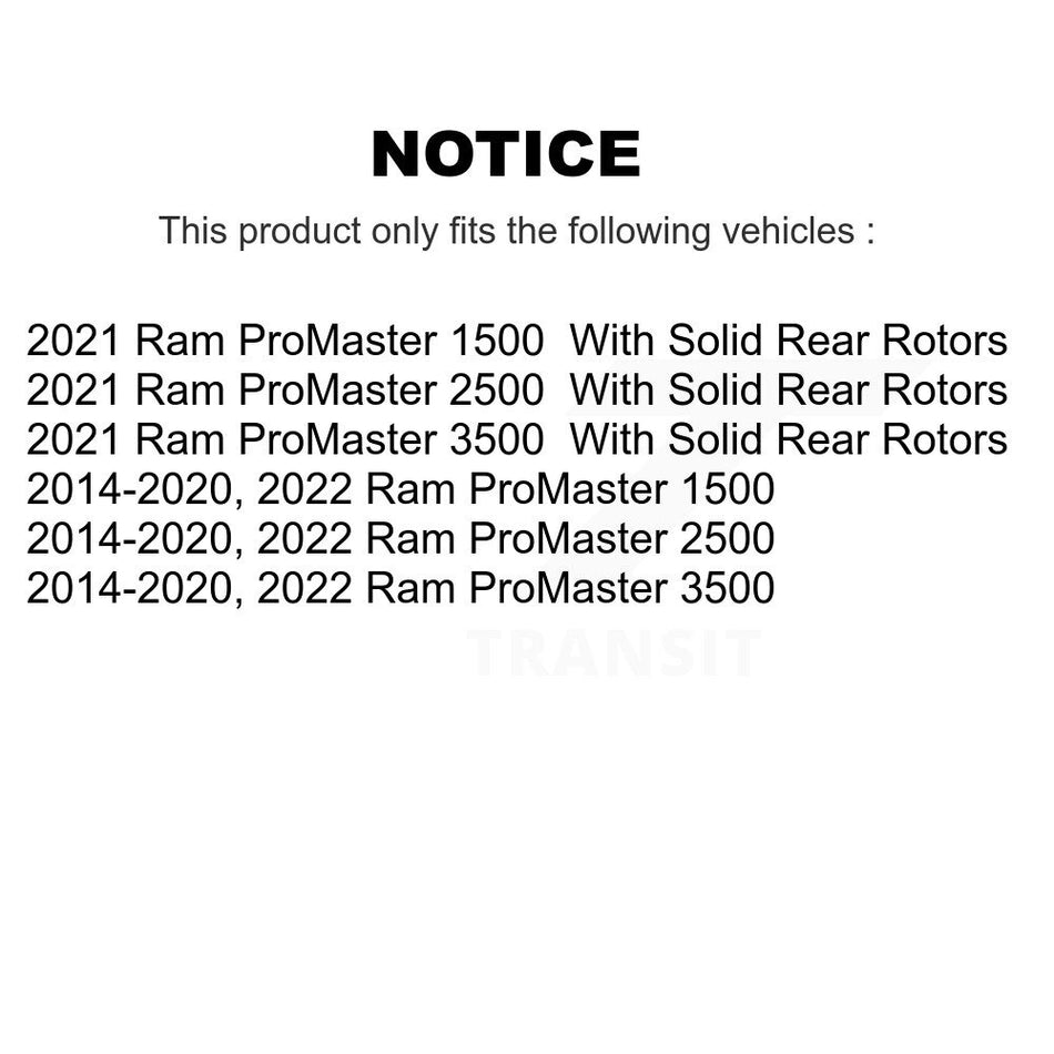 Front Wheel Bearing With Disc Brake Rotors And Ceramic Pads Kit For Ram ProMaster 1500 2500 3500 KBB-118778