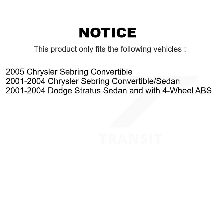 Front Rear Hub Bearings Assembly Disc Brake Rotors And Ceramic Pads Kit (10Pc) For Chrysler Sebring Dodge Stratus KBB-119313