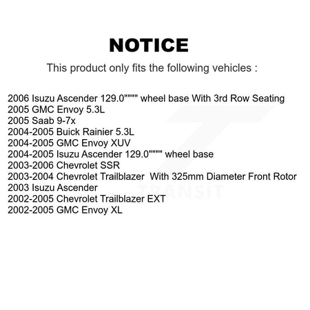 Front Rear Hub Bearing Brake Rotor & Pad Shoe Kit (10Pc) For Chevrolet GMC Trailblazer XL KBB-119667