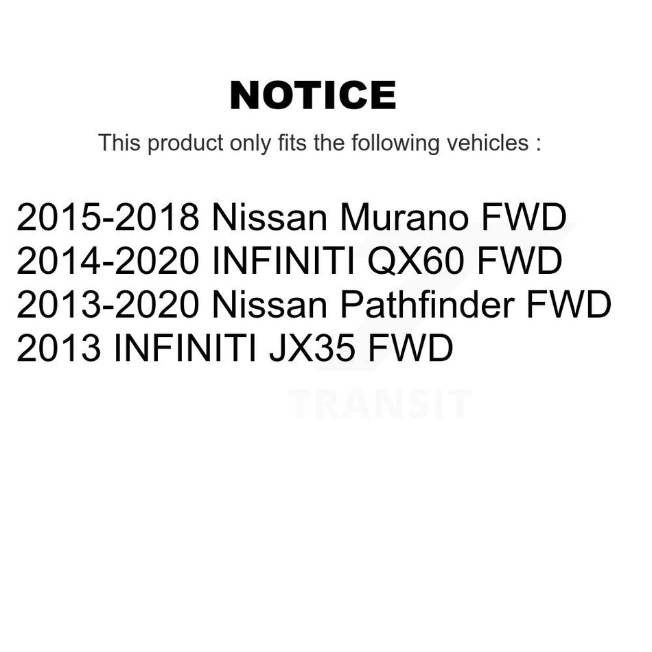 Front Rear Hub Bearings Assembly Coated Disc Brake Rotors And Ceramic Pads Kit (10Pc) For Nissan Pathfinder Murano INFINITI QX60 JX35 FWD KBB-120086