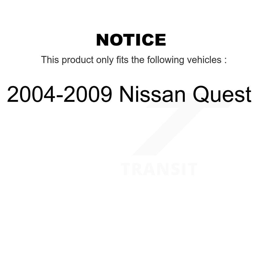 Front Rear Hub Bearings Assembly Coated Disc Brake Rotors And Ceramic Pads Kit (10Pc) For 2004-2009 Nissan Quest KBB-120101