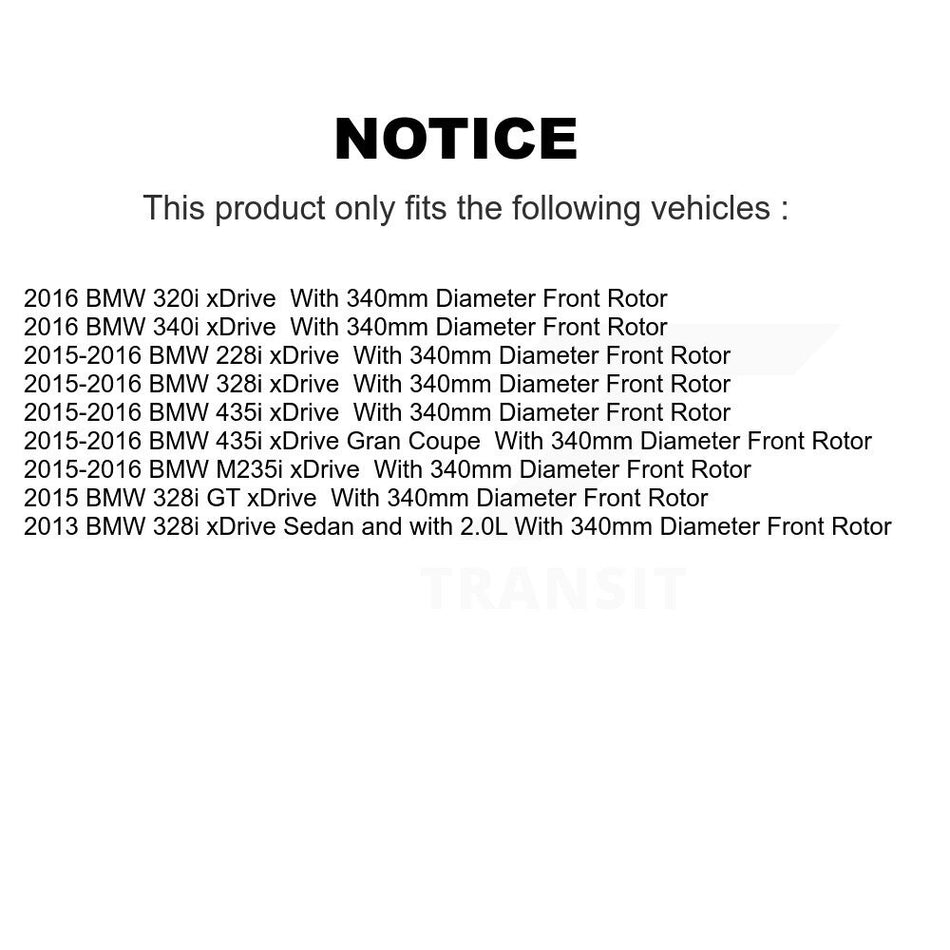 Front Hub Bearing Assembly With Coated Drilled Slotted Disc Brake Rotors And Ceramic Pads Kit For BMW 428i xDrive Gran Coupe 228i 340i 435i KBB-120220
