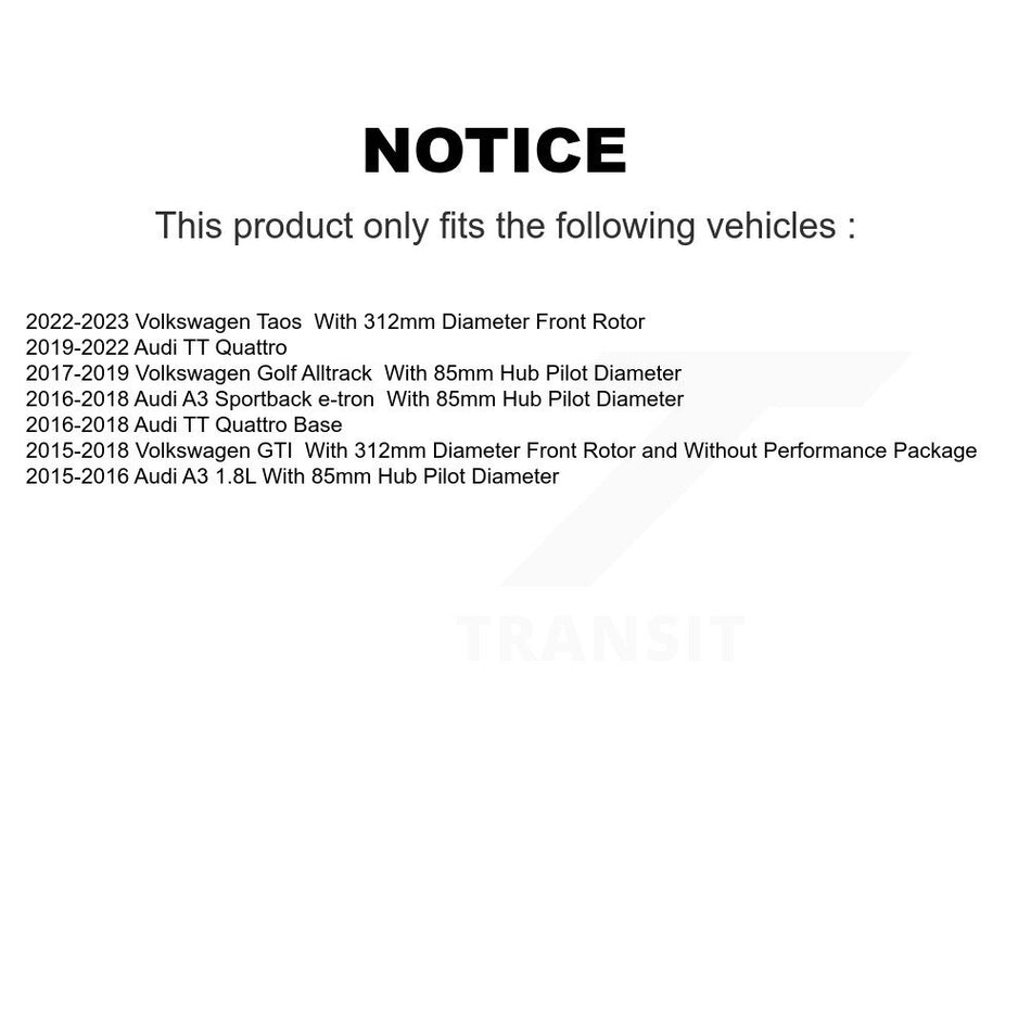 Front Hub Bearing Drill Slot Brake Rotor Pad Kit For Volkswagen Taos GTI Golf Alltrack A3 KBB-120224