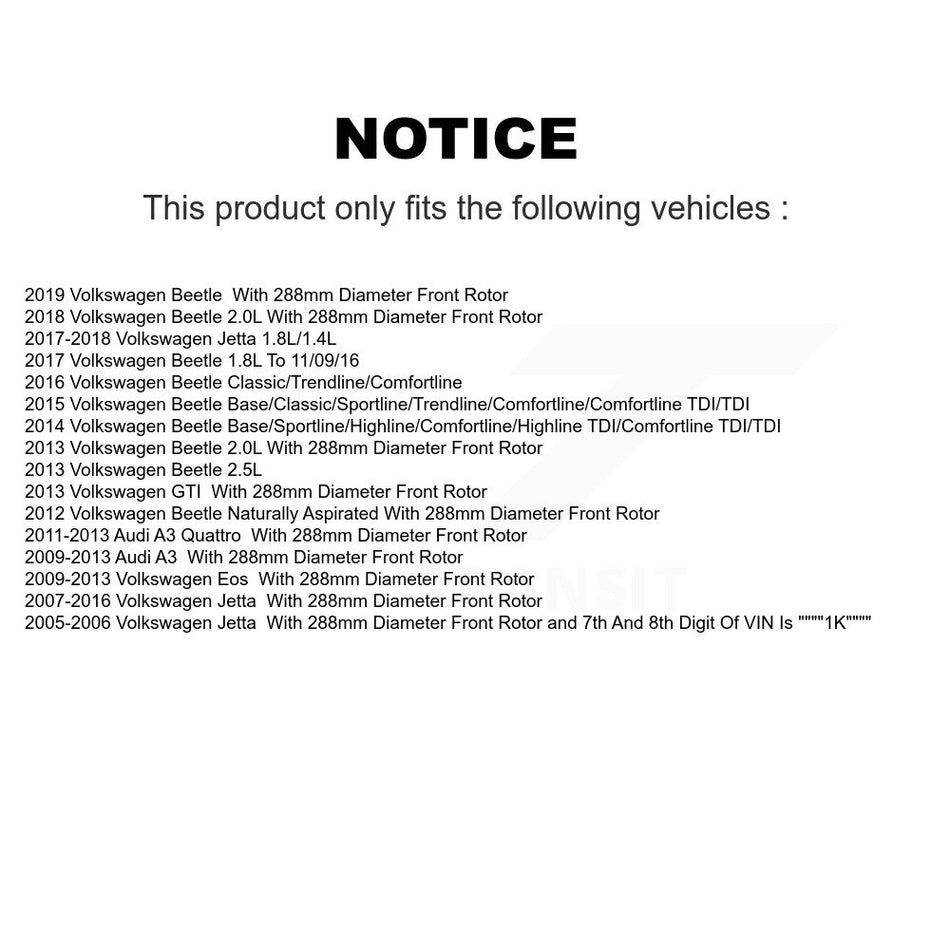 Front Hub Bearing Assembly With Coated Drilled Slotted Disc Brake Rotors And Ceramic Pads Kit For Volkswagen Jetta Beetle Golf Rabbit Audi A3 GTI Quattro KBB-120251