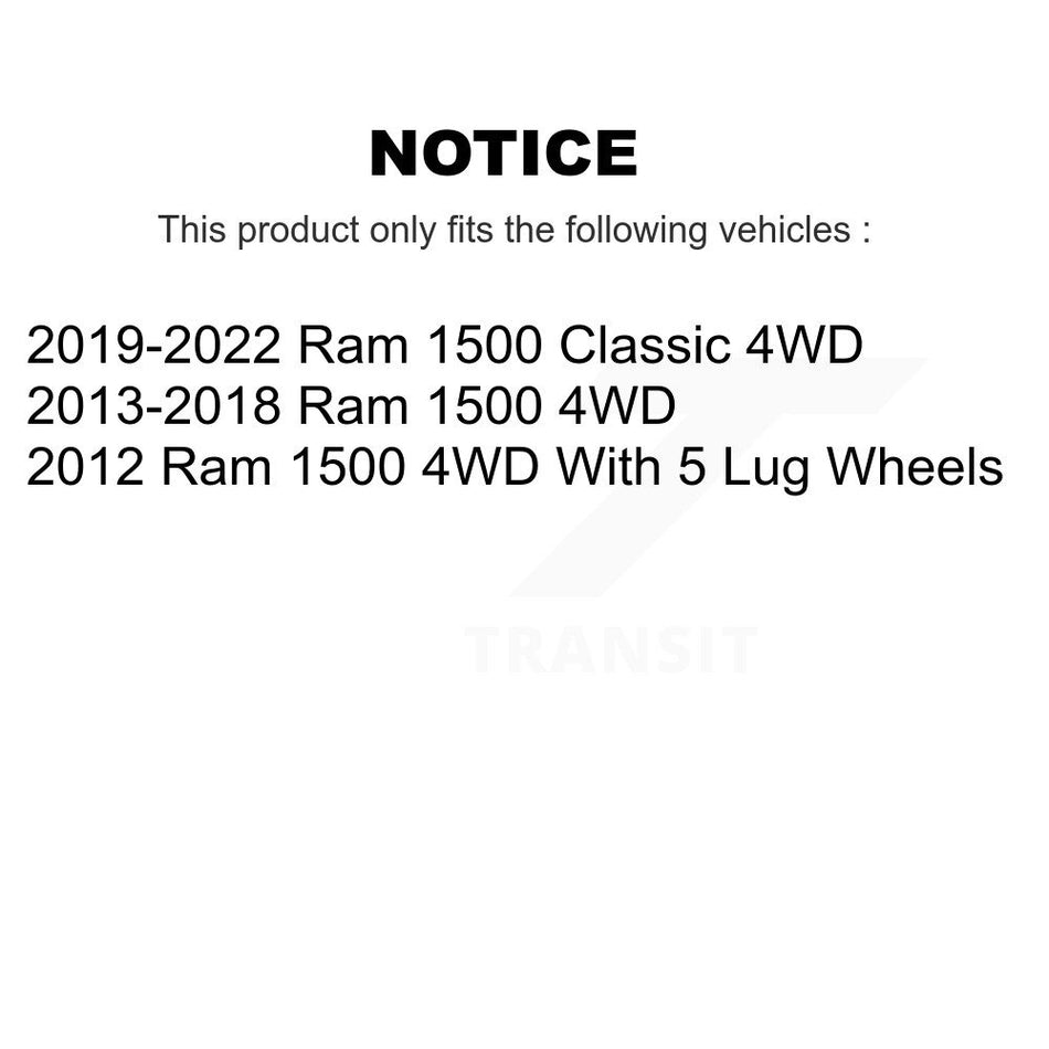 Front Hub Bearing Assembly With Coated Drilled Slotted Disc Brake Rotors And Ceramic Pads Kit For Ram 1500 Classic KBB-120281