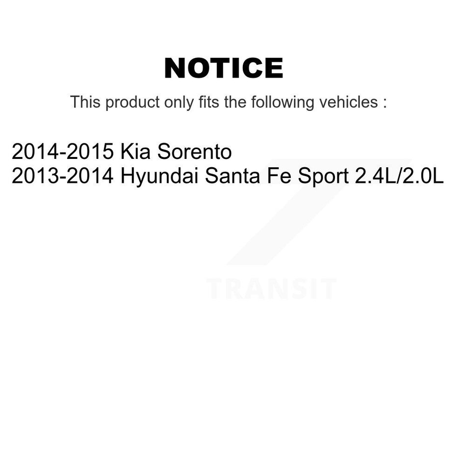 Front Hub Bearing Assembly With Coated Drilled Slotted Disc Brake Rotors And Ceramic Pads Kit For Kia Sorento Hyundai Santa Fe Sport KBB-120321