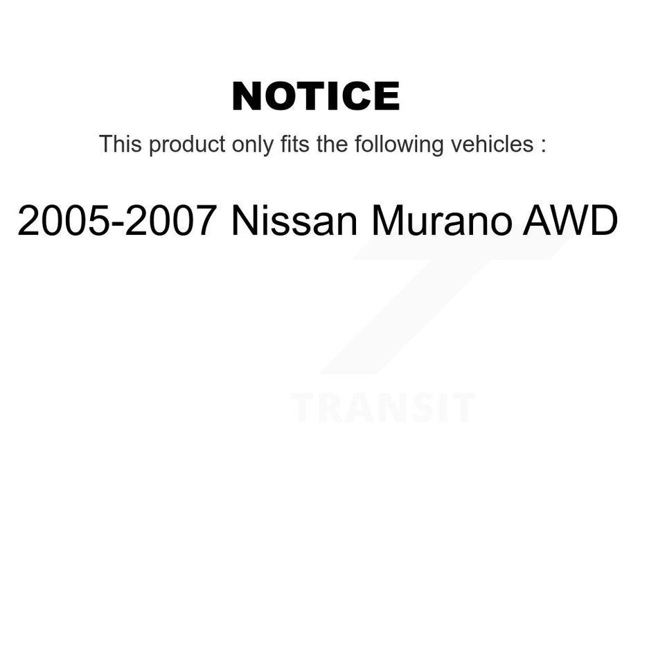 Front Rear Hub Bearings Assembly Coated Disc Brake Rotors And Ceramic Pads Kit (10Pc) For 2005-2007 Nissan Murano AWD KBB-120601