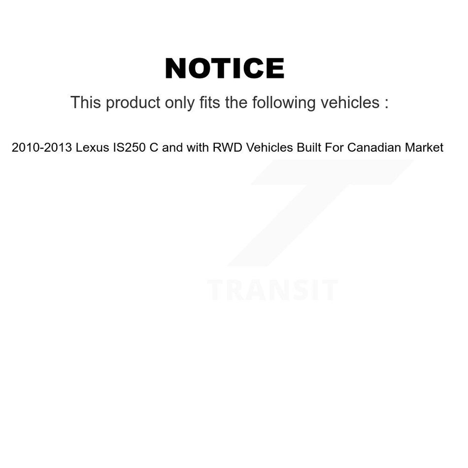 Front Rear Hub Bearings Assembly Coated Disc Brake Rotors And Ceramic Pads Kit (10Pc) For 2010-2013 Lexus IS250 C with RWD Vehicles Built Canadian Market KBB-121009