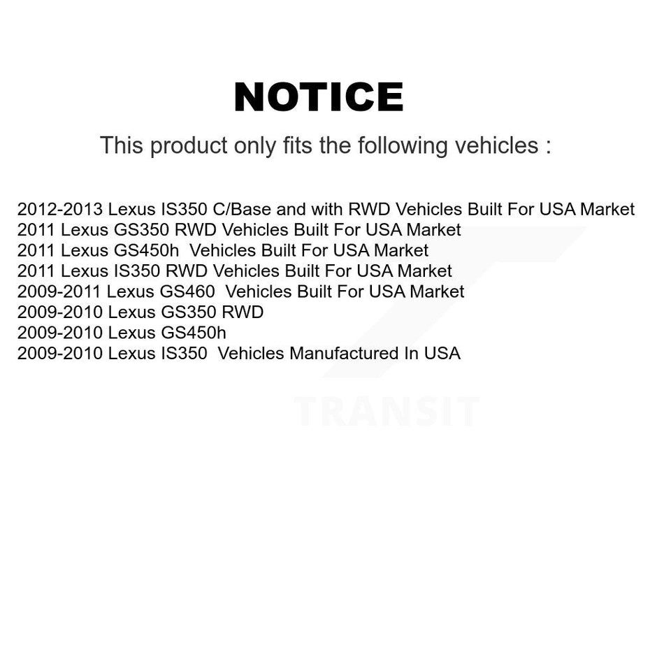 Front Rear Hub Bearings Assembly Coated Disc Brake Rotors And Ceramic Pads Kit (10Pc) For Lexus IS350 GS350 GS450h GS460 KBB-121013