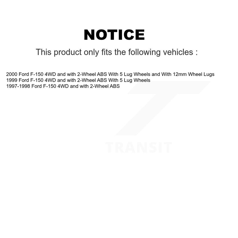 Front Hub Bearing Assembly With Coated Disc Brake Rotors And Ceramic Pads Kit For Ford F-150 4WD with 2-Wheel ABS KBB-121172