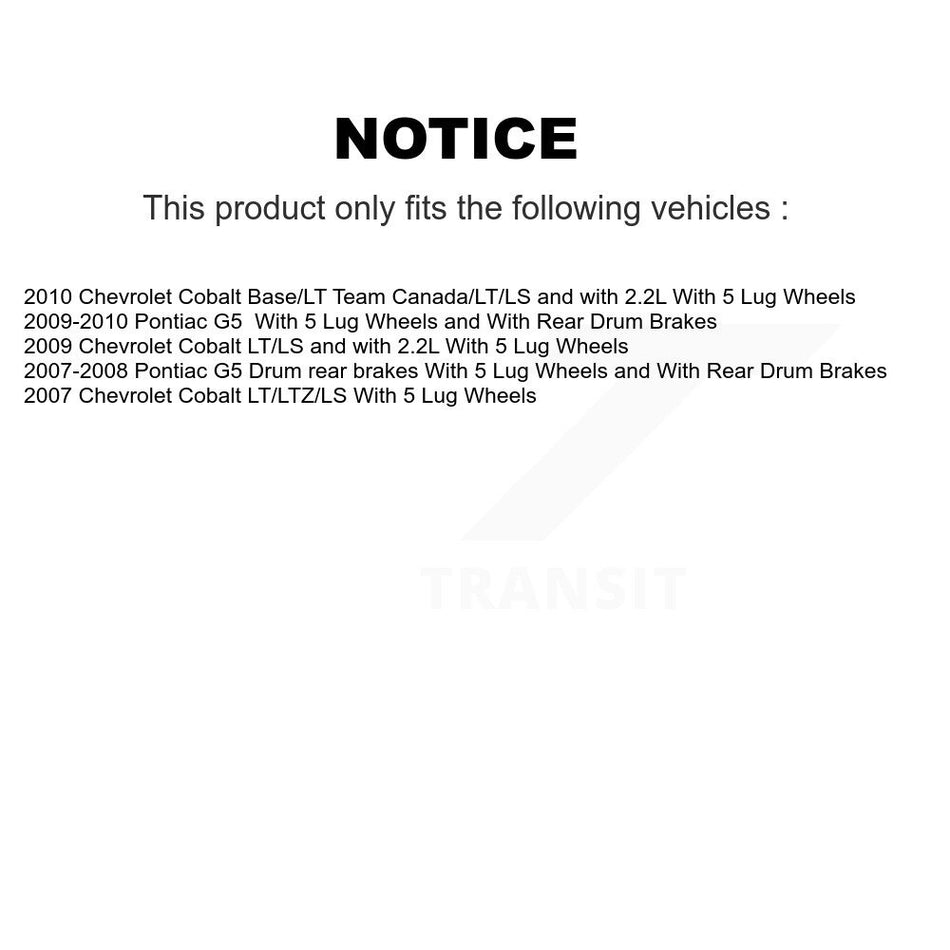 Front Hub Bearing Assembly With Coated Disc Brake Rotors And Ceramic Pads Kit For Chevrolet Cobalt Pontiac G5 KBB-121237