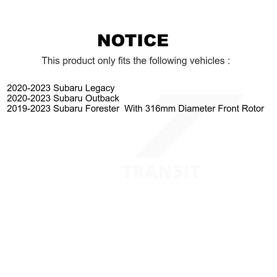Front Hub Bearing Assembly With Disc Brake Rotors And Ceramic Pads Kit For 2019-2020 Subaru Forester 316mm Diameter Rotor KBB-121912