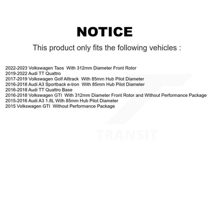 Front Hub Bearing Brake Rotor & Pads Kit For Volkswagen Taos GTI Golf Alltrack Audi A3 TT KBB-121943