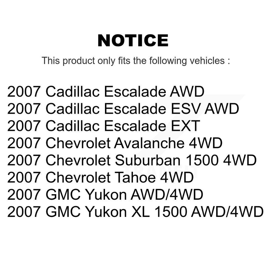 Front Hub Bearing Assembly With Disc Brake Rotors And Ceramic Pads Kit For 2007-2007 Chevrolet Tahoe GMC Suburban 1500 Yukon Cadillac Avalanche XL Escalade ESV EXT KBB-121956
