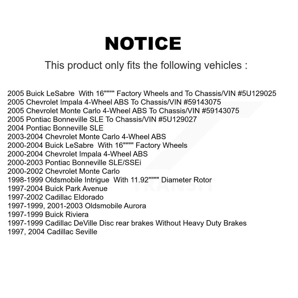 Front Hub Bearing Disc Brake Rotor Pads Kit For Chevrolet Buick Impala LeSabre Monte Carlo Park Avenue Cadillac Pontiac Bonneville DeVille Oldsmobile Eldorado Aurora Intrigue KBB-122393