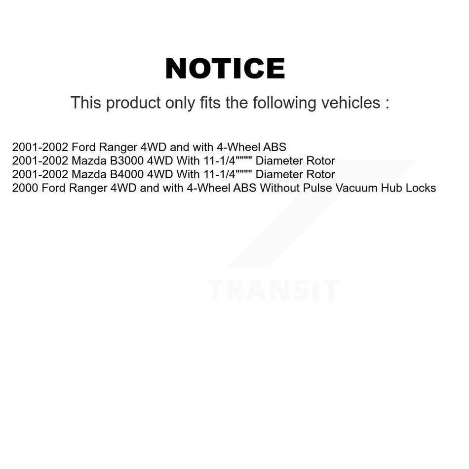 Front Hub Bearing Assembly With Disc Brake Rotors And Ceramic Pads Kit For Ford Ranger Mazda B3000 B4000 KBB-122442