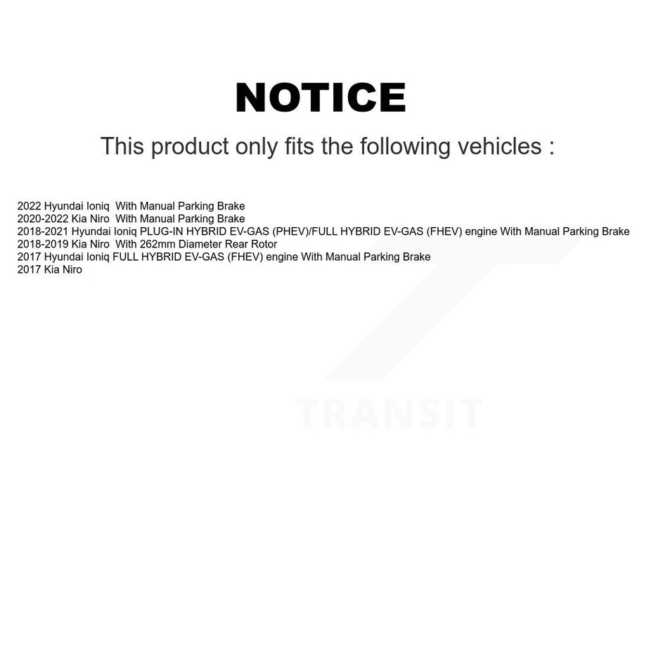 Front Rear Hub Bearings Assembly Disc Brake Rotors And Ceramic Pads Kit (10Pc) For Kia Niro Hyundai Ioniq KBB-122647