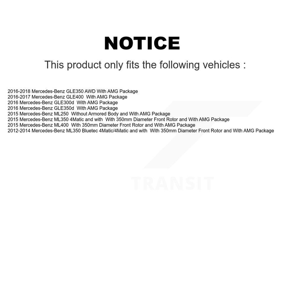 Front Hub Bearing Assembly With Coated Disc Brake Rotors And Ceramic Pads Kit For Mercedes-Benz ML350 GLE350 ML400 GLE400 ML250 GLE300d KBB-122822