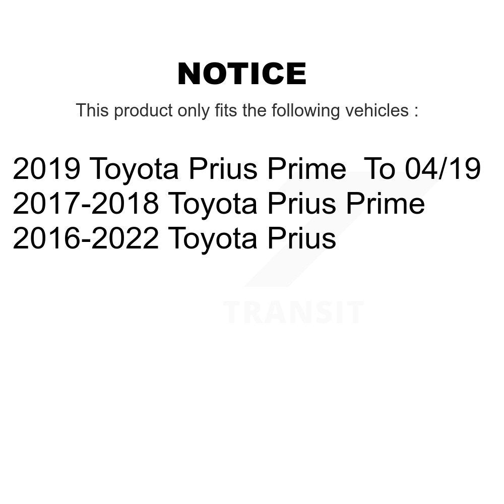 Front Rear Hub Bearing Coated Disc Brake Rotor And Pads Kit (10Pc) For Toyota Prius Prime KBB-123554