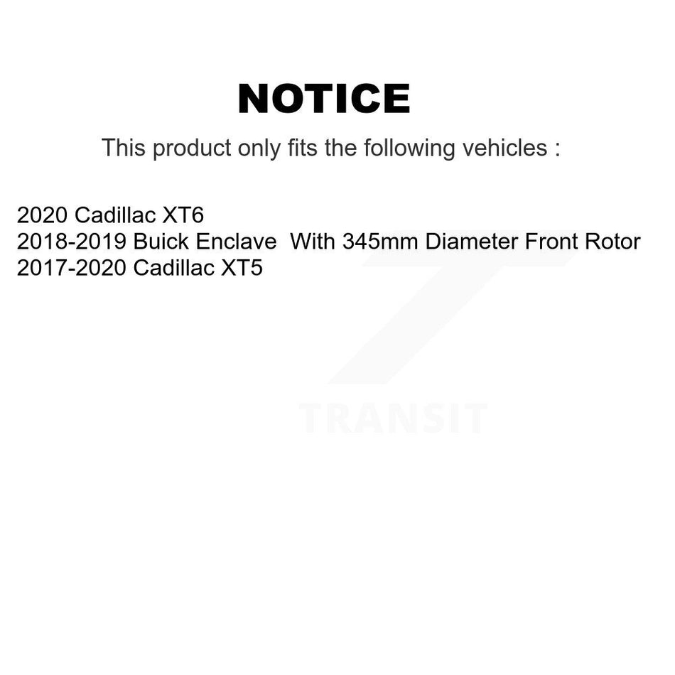 Front Hub Bearing Assembly With Coated Disc Brake Rotors And Semi-Metallic Pads Kit For Cadillac XT5 Buick Enclave KBB-123586