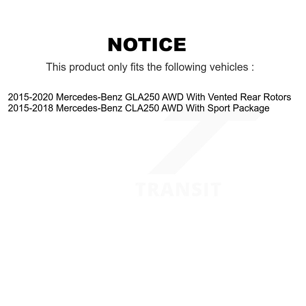 Front Rear Hub Bearing Brake Rotor And Pad Kit (10Pc) For Mercedes-Benz GLA250 CLA250 AWD KBB-124080