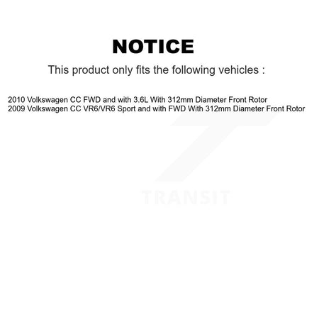 Front Rear Hub Bearings Disc Brake Rotors And Ceramic Pads Kit (10Pc) For Volkswagen CC KBB-125389