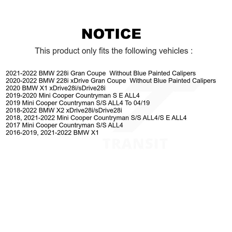 Front Hub Bearing Drilled Slot Brake Rotor & Pad Kit For BMW X1 Mini Cooper Countryman X2 KBB-125603