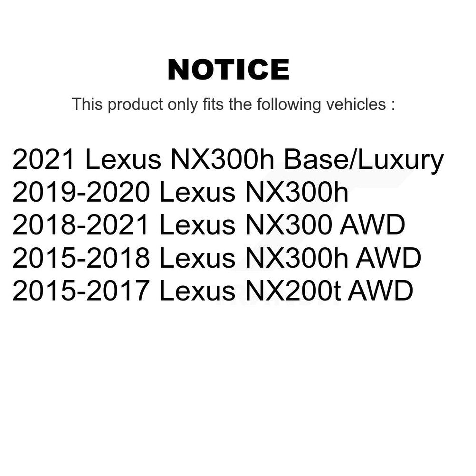 Front Rear Hub Bearing Coated Brake Rotor & Pads Kit (10Pc) For Lexus NX300 NX200t NX300h KBB-126196