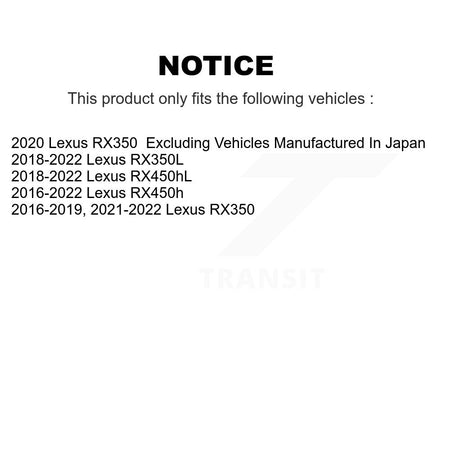 Front Hub Bearing Assembly Disc Brake Rotor Pad Kit For Lexus RX350 RX450h RX350L RX450hL KBB-126367