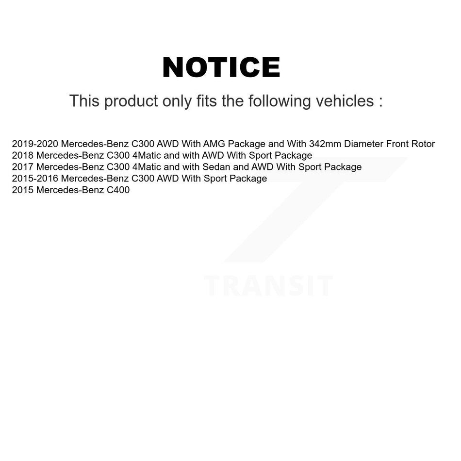 Front Hub Bearing Assembly Disc Brake Rotors And Pads Kit For Mercedes-Benz C300 C400 KBB-126414