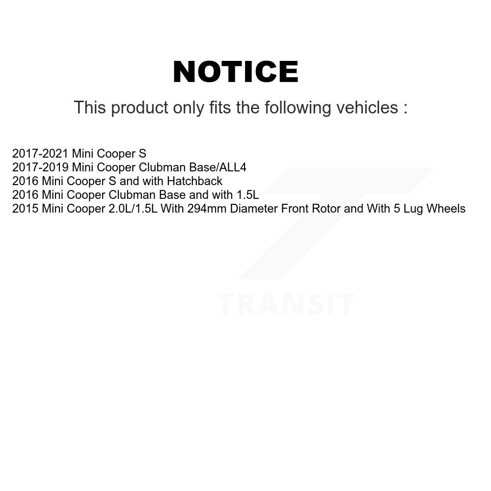 Front Hub Bearing Assembly Disc Brake Rotors And Pads Kit For Mini Cooper Clubman KBB-126439