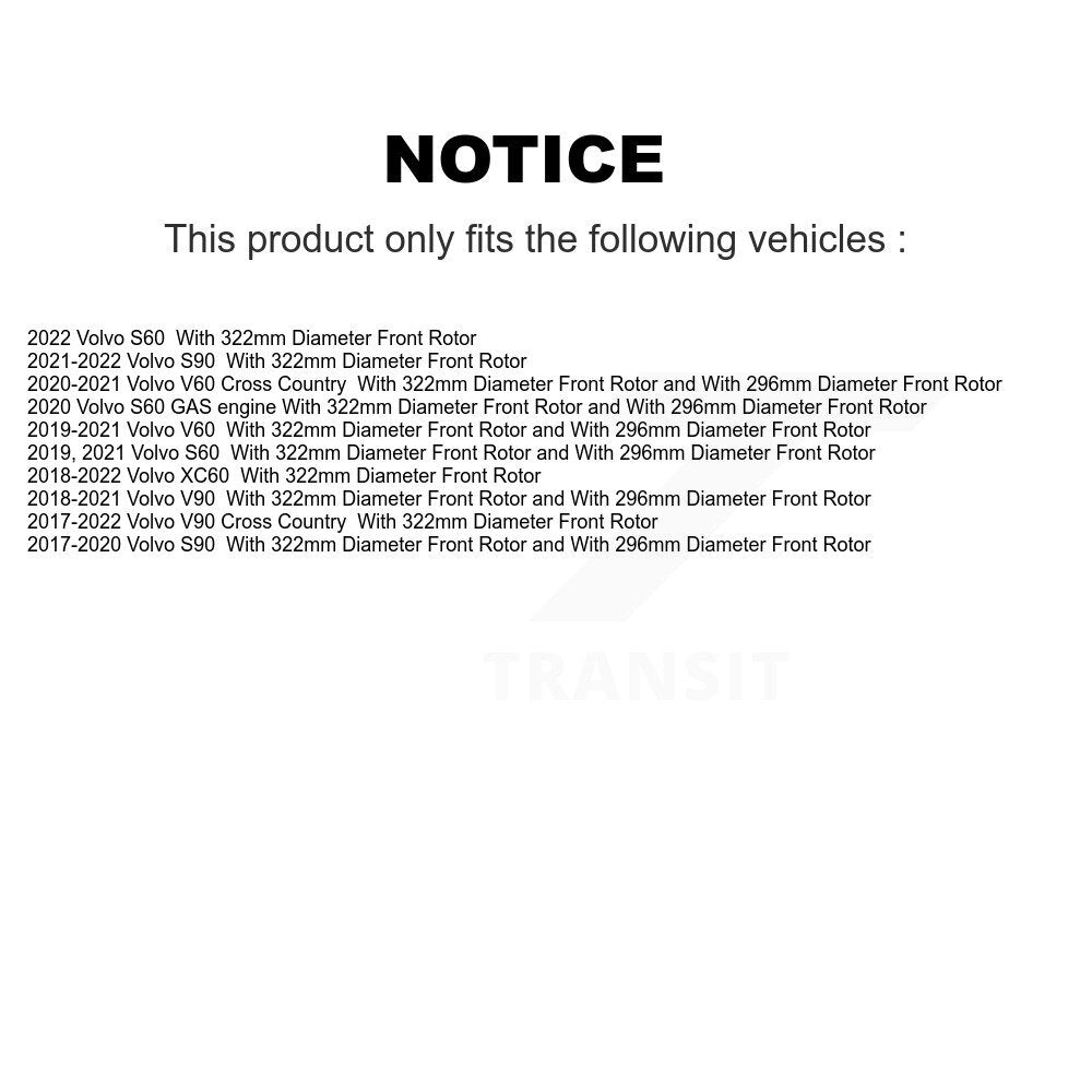 Front Hub Bearing Coated Brake Rotor Pad Kit For Volvo XC60 S60 V90 Cross Country V60 S90 KBB-127320