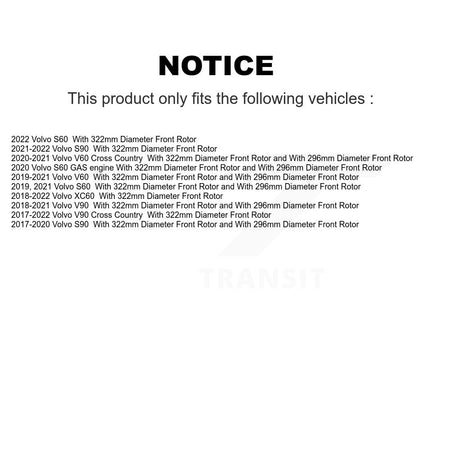 Front Hub Bearing Coated Brake Rotor Pad Kit For Volvo XC60 S60 V90 Cross Country V60 S90 KBB-127320