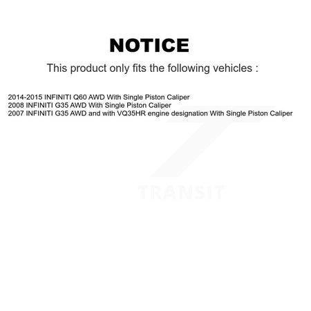 Front Hub Bearing Brake Rotor And Pad Kit For INFINITI G35 Q60 With Single Piston Caliper KBB-128588
