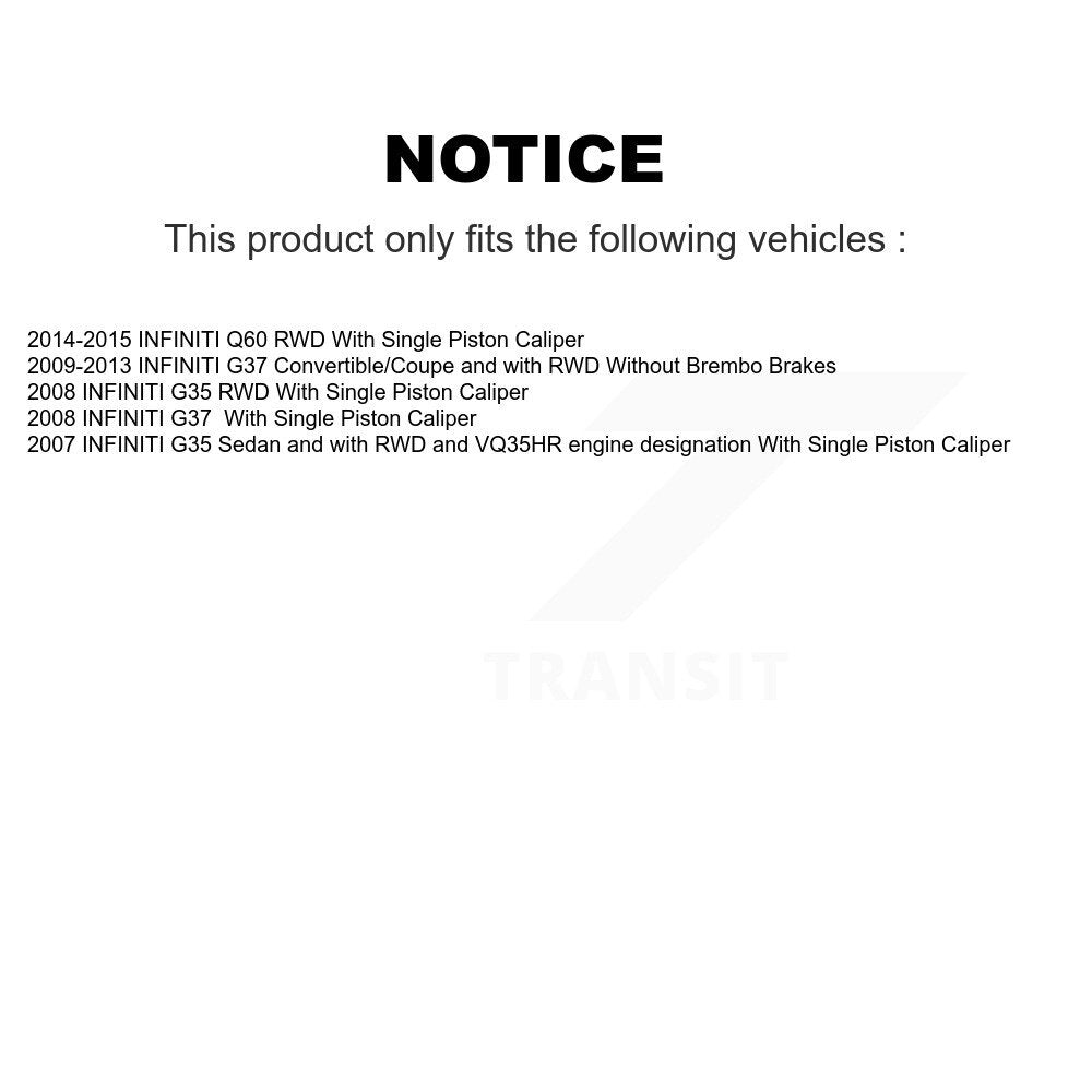 Front Hub Bearing Assembly Coated Disc Brake Rotors And Pads Kit For INFINITI G37 G35 Q60 KBB-128784
