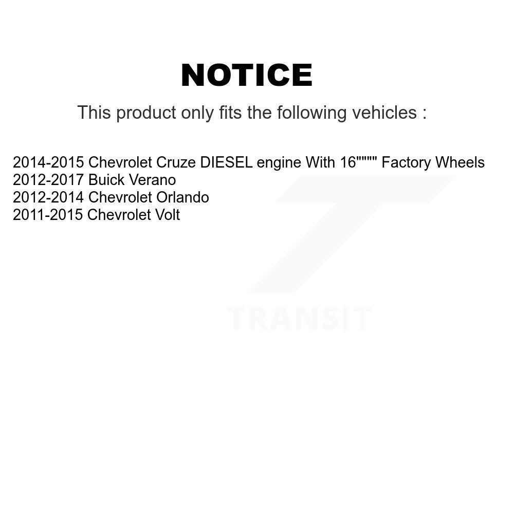 Front Hub Bearing Disc Brake Rotor Pads Kit For Chevrolet Cruze Buick Verano Orlando Volt KBB-129397