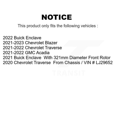 Front Hub Bearing Disc Brake Rotor Pad Kit For Chevrolet Traverse Blazer GMC Acadia Buick KBB-129403