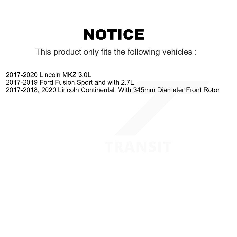 Front Hub Bearing Assembly Brake Rotor & Pads Kit For Ford Fusion Lincoln MKZ Continental KBB-129441