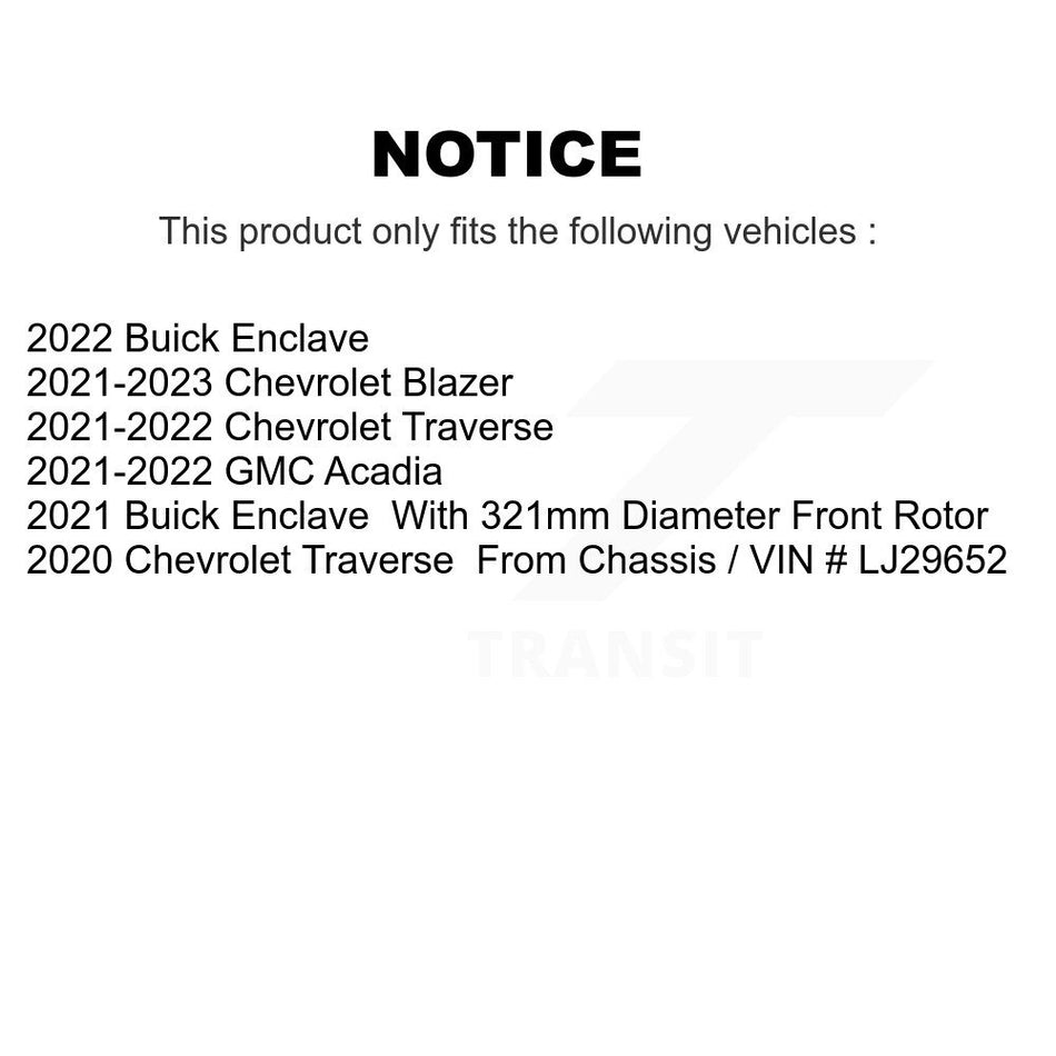 Front Hub Bearing Coat Brake Rotor Pad Kit For Chevrolet Traverse Blazer GMC Acadia Buick KBB-129486