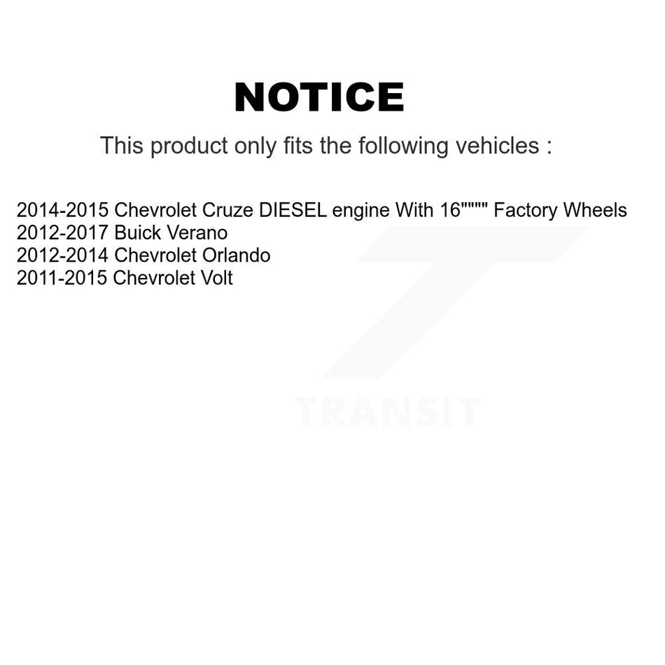 Front Hub Bearing Coat Brake Rotor Pads Kit For Chevrolet Cruze Buick Verano Orlando Volt KBB-129568