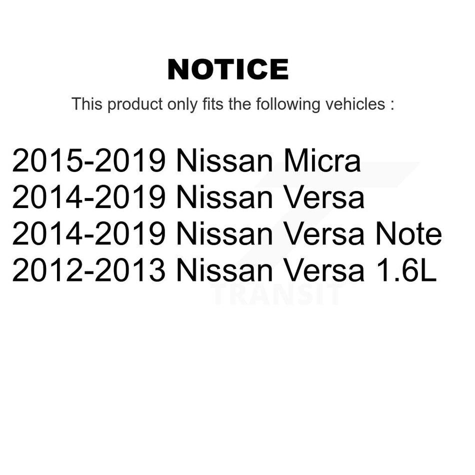Front Rear Bearing Coated Brake Rotor And Pad Shoe Kit (10Pc) For Nissan Micra Versa Note KBB-129906