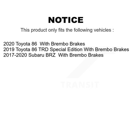 Front Hub Bearing Coated Brake Rotor Pads Kit For Subaru BRZ Toyota 86 With Brembo Brakes KBB-130288