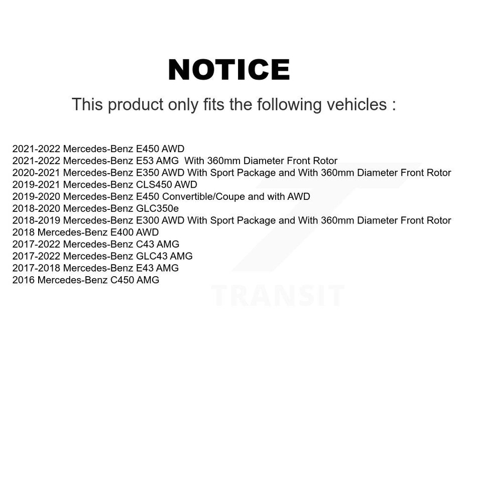 Front Hub Bearing Brake Rotor Pad Kit For Mercedes-Benz C43 AMG GLC43 E450 E400 E300 C450 KBB-130318
