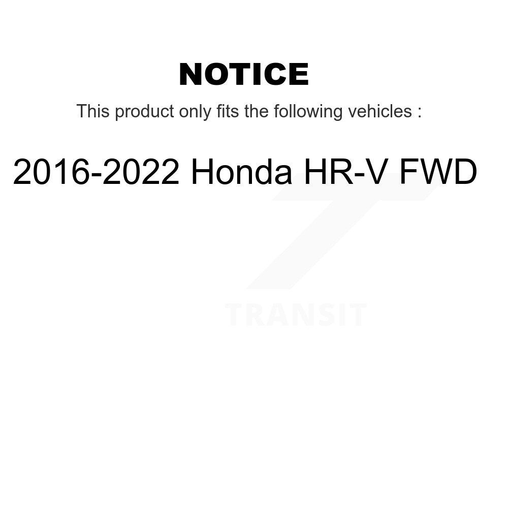 Front Rear Hub Bearing Coated Brake Rotor And Pad Kit (10Pc) For 2016-2022 Honda HR-V FWD KBB-130737