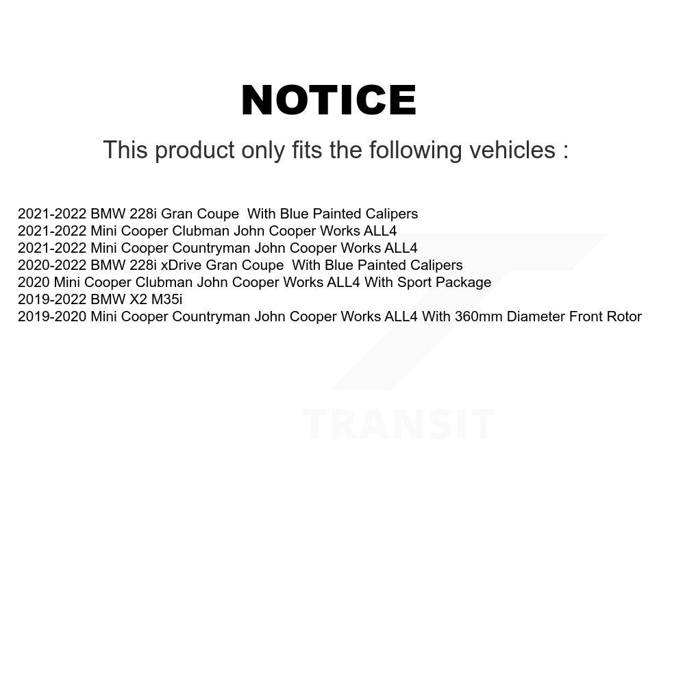 Front Hub Bearing Assembly Brake Rotor Pads Kit For Mini Cooper Countryman BMW X2 Clubman KBB-130816