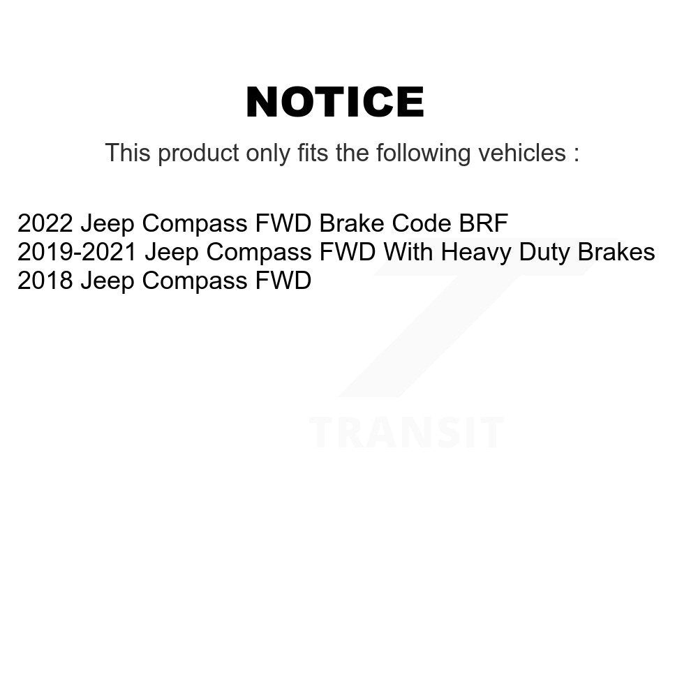 Front Rear Hub Bearings Coated Disc Brake Rotors And Pads Kit (10Pc) For Jeep Compass FWD KBB-131285