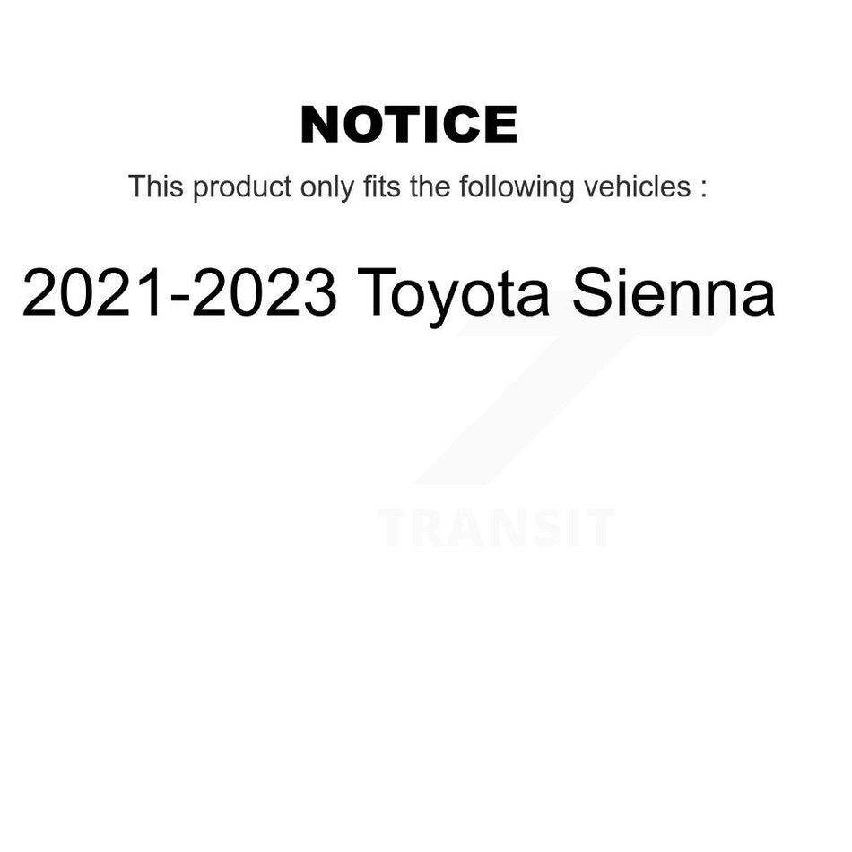 Front Hub Bearing Assembly Drilled Slot Brake Rotor & Pad Kit For 2021-2023 Toyota Sienna KBB-131404