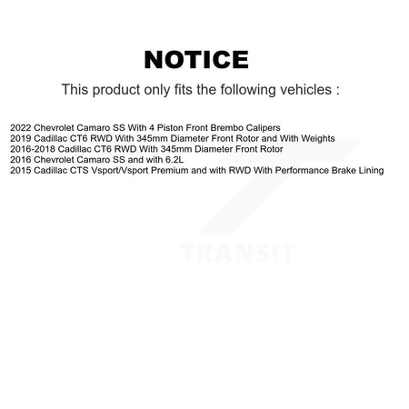 Front Hub Bearing Drilled Slot Brake Rotor Pads Kit For Chevrolet Camaro Cadillac CT6 CTS KBB-131541