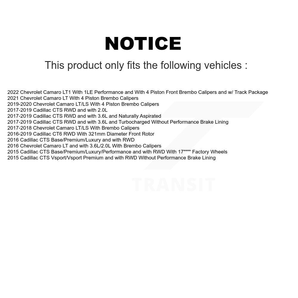 Front Hub Bearing Assembly Disc Brake Rotor Pad Kit For Chevrolet Camaro Cadillac CTS CT6 KBB-132288