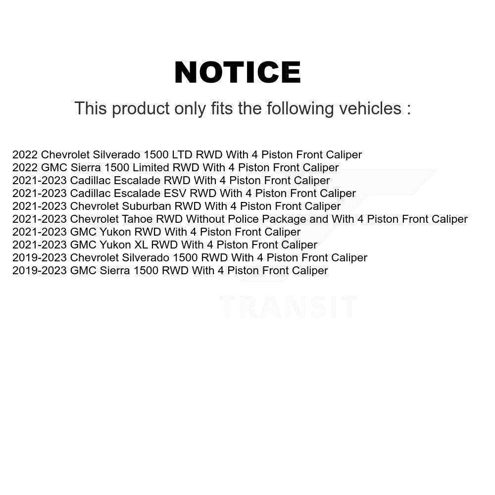 Front Hub Bearing Drill Slot Brake Rotor Pads Kit For Chevrolet GMC Silverado 1500 Sierra KBB-132767